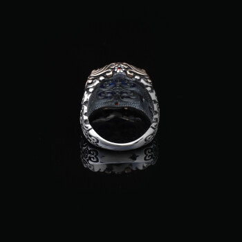  925 Sterling Silver Men's Ring - Handmade Ottoman Style Sapphire - 3