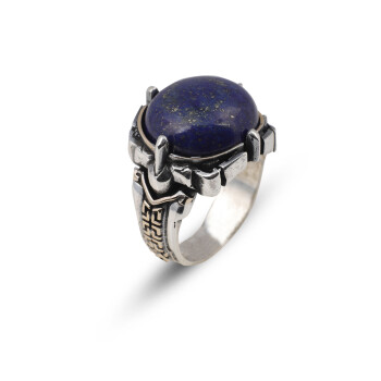  925 Sterling Silver Rings for Men - Lapis Lazuli Men's Ring - 1