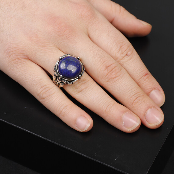  925 Sterling Silver Rings for Men - Lapis Lazuli Men's Ring - 6