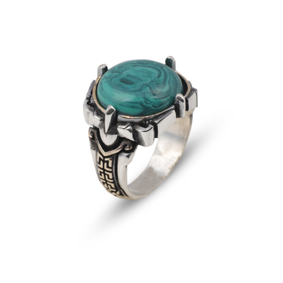  925 Sterling Silver Rings for Men - Malachite Men's Ring - 1