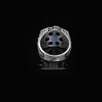  925 Sterling Silver Sapphire Rotating Sword Ring for Men - 2