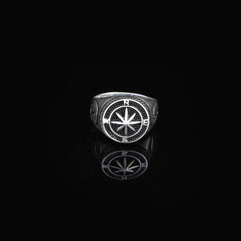 925K Sterling Silver Compass Ring, Men Signet Ring, Silver Sailor Ring - 4