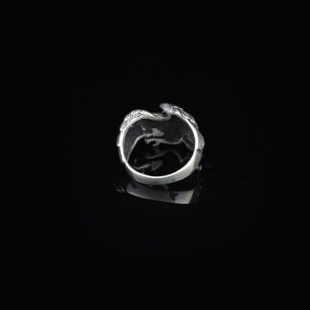 925K Sterling Silver Eagle Ring, Oxidized Eagle Ring, 3D - 2