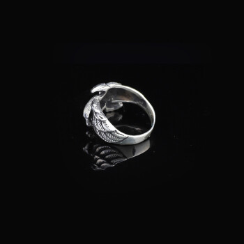 925K Sterling Silver Eagle Ring, Oxidized Eagle Ring, 3D - 4