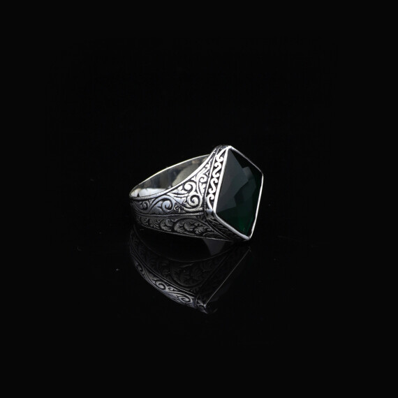 925K Sterling Silver Jade Ring, Jade Ring for Men - 2