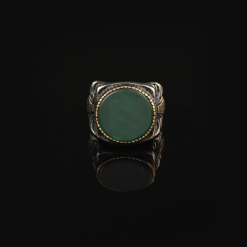 925K Sterling Silver Jade Ring, Jade Ring for Men, Mens Signet Ring - 3