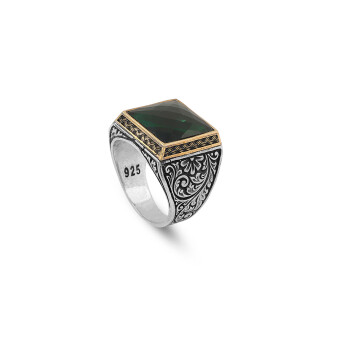 925K Sterling Silver Jade Ring, Jade Ring for Men, Signet Ring - 1