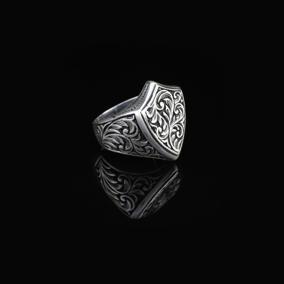 925K Sterling Silver Knight Ring, Men Signet Ring, Solid Silver - 4