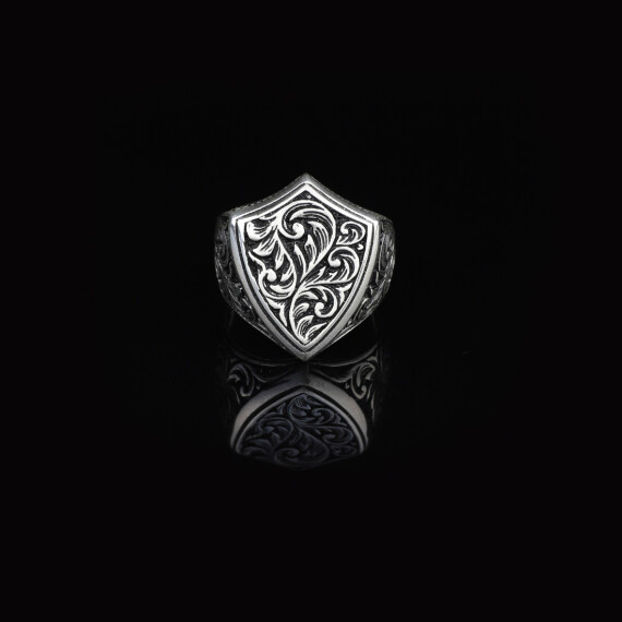 925K Sterling Silver Knight Ring, Men Signet Ring, Solid Silver - 5