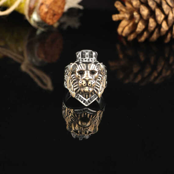 925K Sterling Silver Lion Ring, Lion King Signet Ring - 2