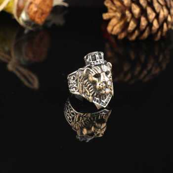 925K Sterling Silver Lion Ring, Lion King Signet Ring - 5