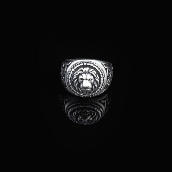 925K Sterling Silver Lion Ring, Lion Ring Men,Lion Signet Ring - 3