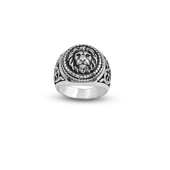 925K Sterling Silver Lion Ring, Lion Ring Men,Lion Signet Ring - 1