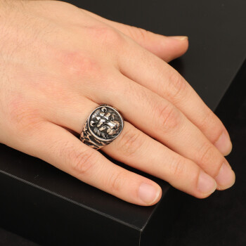 925K Sterling Silver Lion Ring,Lion Ring Men, Viking Ring Men - 6