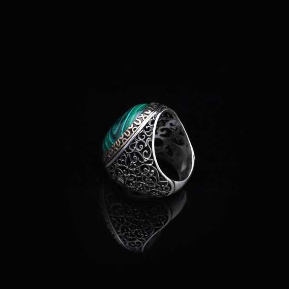 925K Sterling Silver Malachite Ring Men - 2