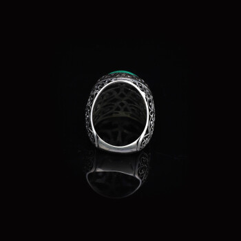 925K Sterling Silver Malachite Ring Men - 3