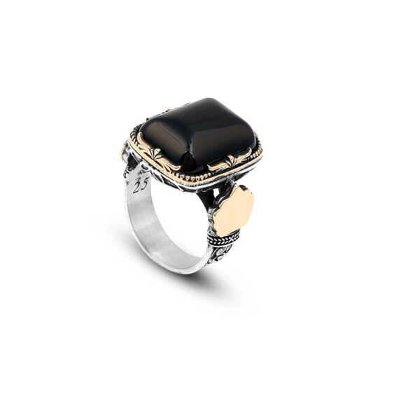 925K Sterling Silver Onyx Ring, Onyx Stone Ring - 1