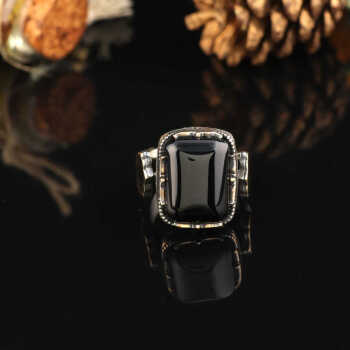 925K Sterling Silver Onyx Ring, Onyx Stone Ring - 2