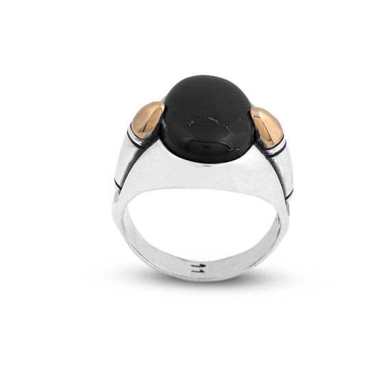 925K Sterling Silver Onyx Ring, Onyx Stone Ring - 1