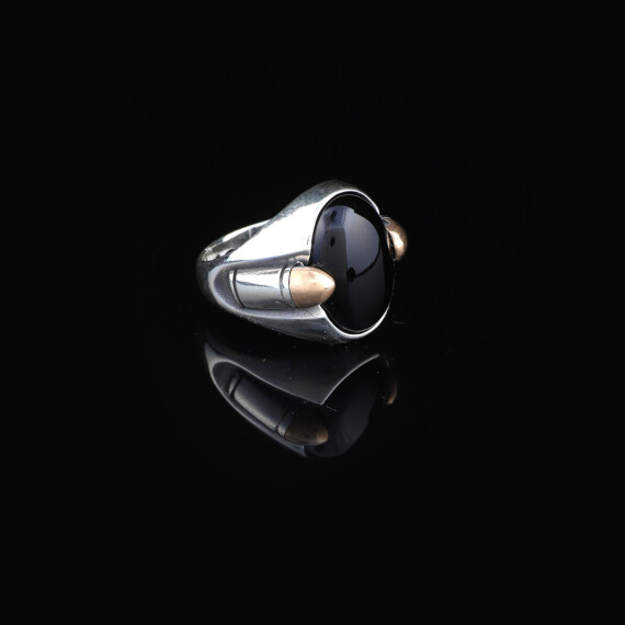 925K Sterling Silver Onyx Ring, Onyx Stone Ring - 2