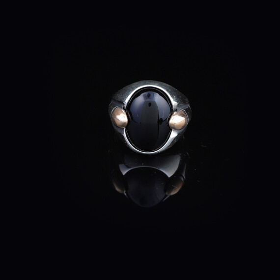 925K Sterling Silver Onyx Ring, Onyx Stone Ring - 5