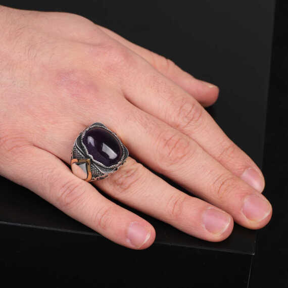 925K Sterling Silver Purple Sapphire Ring,Ottoman Ring - 6