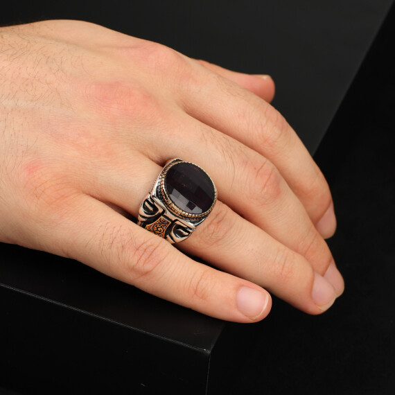 925K Sterling Silver Purple Sapphire Ring,Ottoman Ring - 6