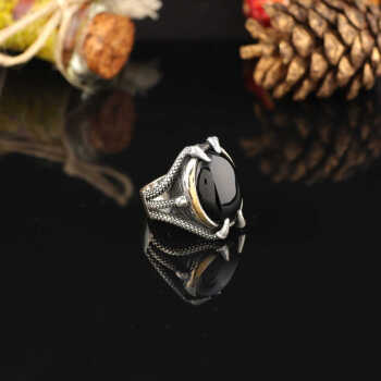 925K Sterling Silver Ring Onyx Ring, Onyx Stone Ring - 3