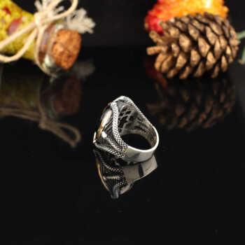 925K Sterling Silver Ring Onyx Ring, Onyx Stone Ring - 5