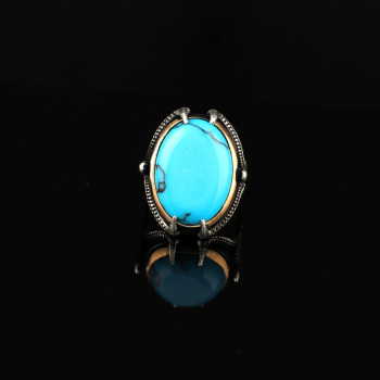 925K Sterling Silver Ring Turquoise Ring, Turquoise Stone Ring - 2