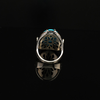 925K Sterling Silver Ring Turquoise Ring, Turquoise Stone Ring - 3