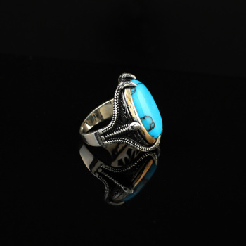 925K Sterling Silver Ring Turquoise Ring, Turquoise Stone Ring - 5