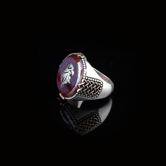 925K Sterling Silver Ruby Ring Men, Ruby Ring Vintage, Eagle Ring - 3