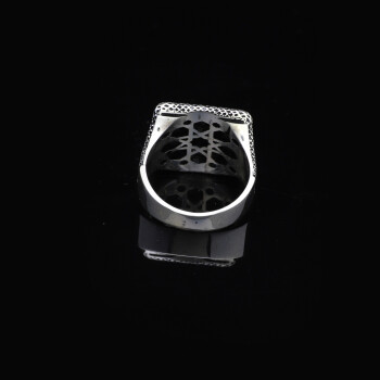 925K Sterling Silver Rudder Ring, Men Signet Ring - 3