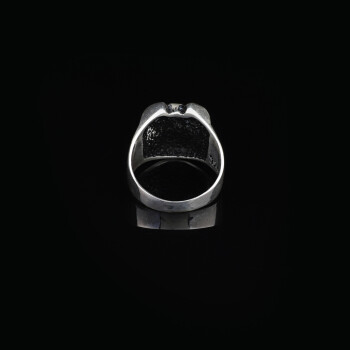 925K Sterling Silver Skull Ring, Mens Skull Ring, Ice Hockey Ring - 3