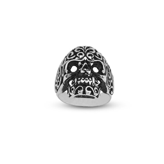 925K Sterling Silver Skull Ring, Skull Engagement Ring, Mens Skull Ring - 1