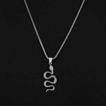 925K Sterling Silver Snake Necklace, Snake Necklace for Men - 2