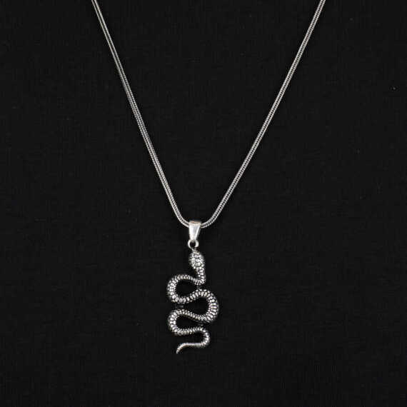 925K Sterling Silver Snake Necklace, Snake Necklace for Men - 2