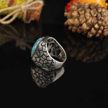 925K Sterling Silver Turquoise Stone Ring, Turquoise Ring - 5