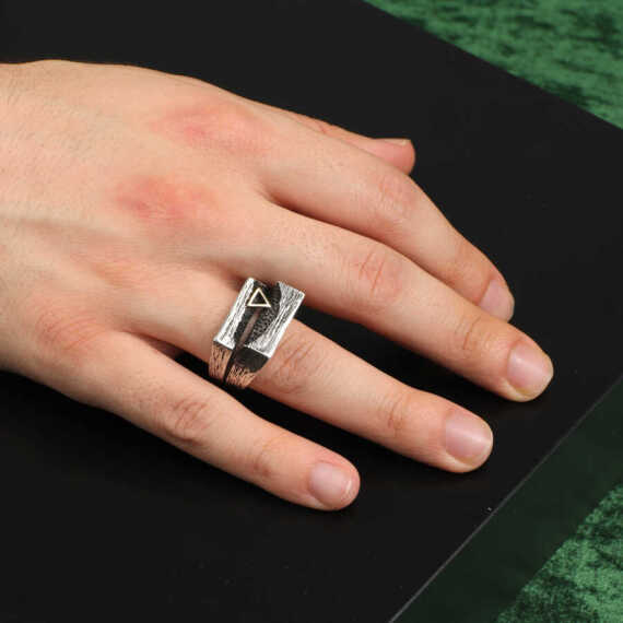 925K Sterling Silver Vintage Ring Men, Special Design Ring - 6