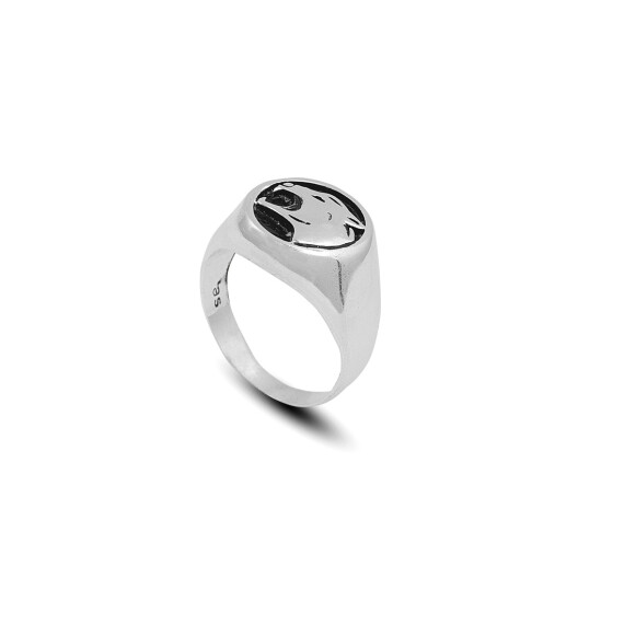 925K Sterling Silver Wolf Ring, Animal Ring, Signet Ring Men - 1