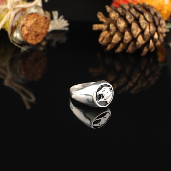 925K Sterling Silver Wolf Ring, Animal Ring, Signet Ring Men - 3