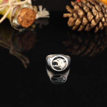 925K Sterling Silver Wolf Ring, Animal Ring, Signet Ring Men - 4