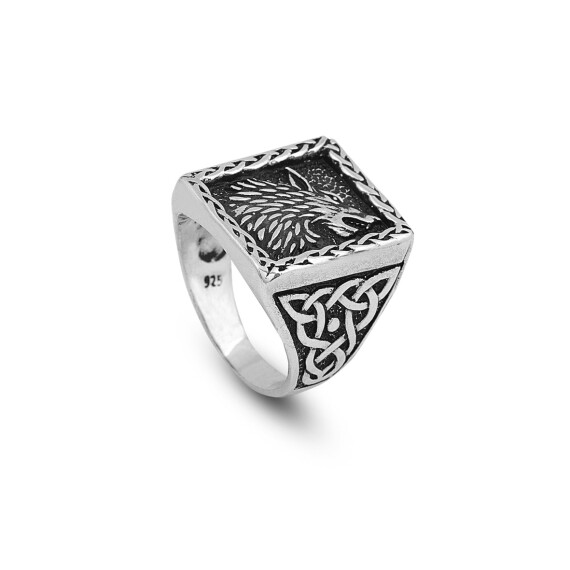 925K Sterling Silver Wolf Ring, Silver Wolf Ring, Signet Wolf Ring,Mens Signet Ring - 1