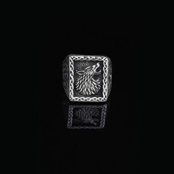 925K Sterling Silver Wolf Ring, Silver Wolf Ring, Signet Wolf Ring,Mens Signet Ring - 4