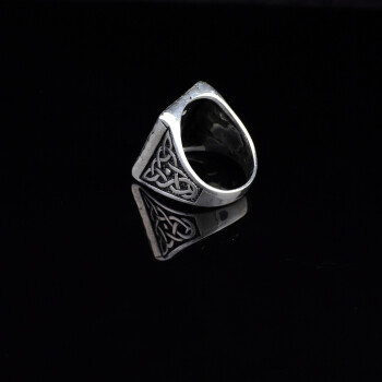 925K Sterling Silver Wolf Ring, Silver Wolf Ring, Signet Wolf Ring,Mens Signet Ring - 5