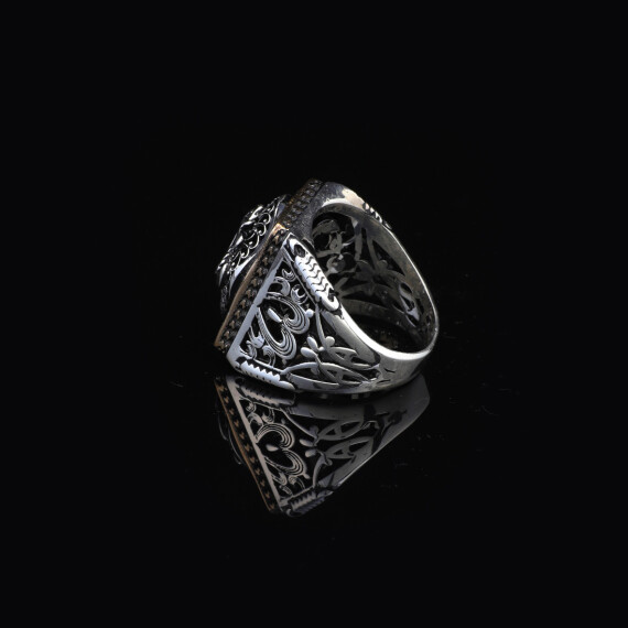 Anchor Ring, Custom Engraved Ring, Oxidized Silver Ring - 4