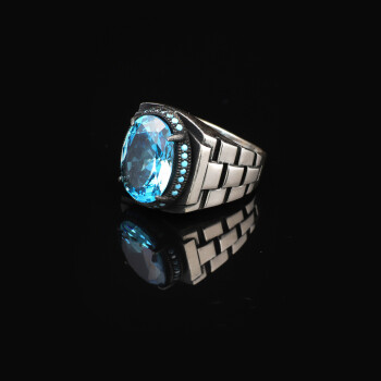  Aquamarine Ring for Men - Vintage Handmade Watch Band Gemstone - 3