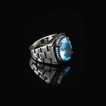  Aquamarine Ring for Men - Vintage Handmade Watch Band Gemstone - 4