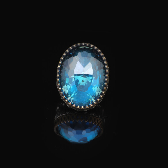  Aquamarine Ring -Oval Gemstone,Large Ottoman Ring, - 2